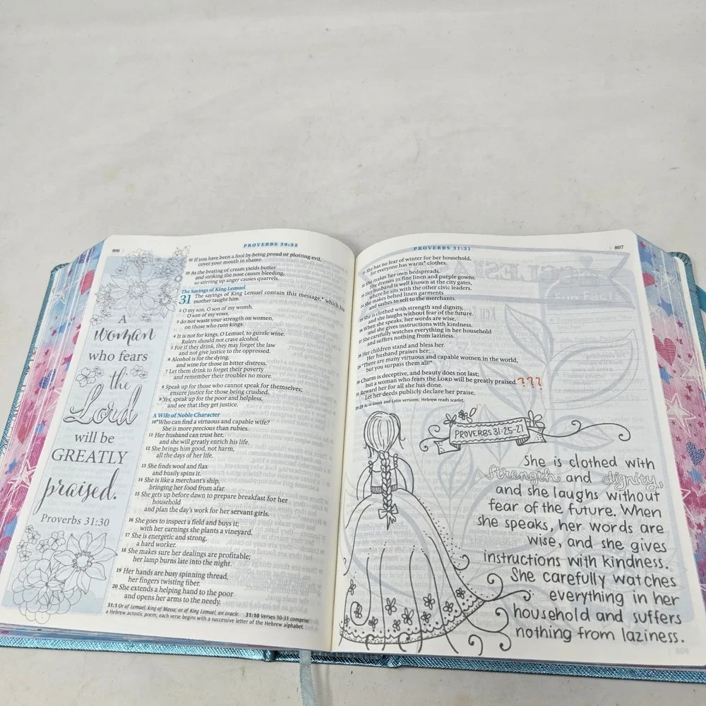 NLT Inspire Bible for Girls Metallic Blue Journaling Coloring Bible New Living